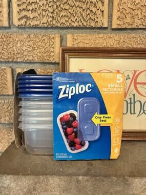 Ziploc One Press‎ Seal Small Rectangle Container - 5 Ct